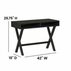 Flash Furniture Wood Writing Computer Desk With Open Storage In Black -CYMAX Sales 2521438 7 L