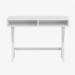 Flash Furniture Wood Writing Computer Desk With Open Storage In White -CYMAX Sales 2521439 5 L