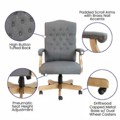 Flash Furniture Fabric Executive Swivel Office Chair In Gray/Driftwood -CYMAX Sales 2521469 4 L