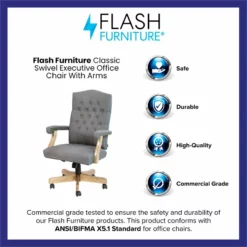 Flash Furniture Fabric Executive Swivel Office Chair In Gray/Driftwood -CYMAX Sales 2521469 5 L