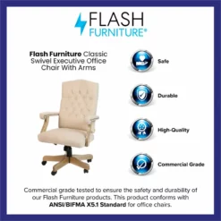 Flash Furniture Microfiber Fabric Executive Swivel Office Chair In Ivory -CYMAX Sales 2521470 5 L