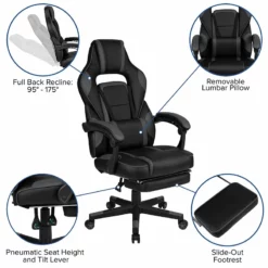 Flash Furniture Metal And Faux Leather Gaming Desk Bundle With Chair In Black -CYMAX Sales 2521488 5 L