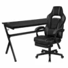 Flash Furniture Metal And Faux Leather Gaming Desk Bundle With Chair In Black -CYMAX Sales 2521488 L