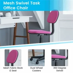 Flash Furniture Swivel Plastic Office Chair With Padded Back And Seat In Pink -CYMAX Sales 2521502 6 L