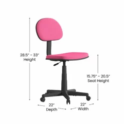 Flash Furniture Swivel Plastic Office Chair With Padded Back And Seat In Pink -CYMAX Sales 2521502 7 L