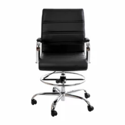 Flash Furniture Mid-Back Adjustable Foot Ring Metal Drafting Chair In Black -CYMAX Sales 2521572 2 L