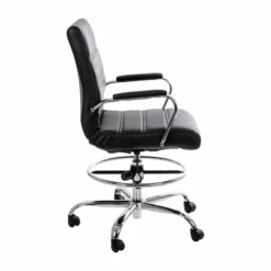 Flash Furniture Mid-Back Adjustable Foot Ring Metal Drafting Chair In Black -CYMAX Sales 2521572 3 L
