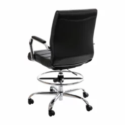 Flash Furniture Mid-Back Adjustable Foot Ring Metal Drafting Chair In Black -CYMAX Sales 2521572 4 L