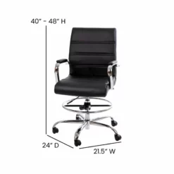 Flash Furniture Mid-Back Adjustable Foot Ring Metal Drafting Chair In Black -CYMAX Sales 2521572 7 L