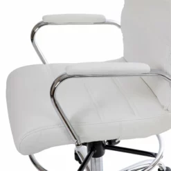 Flash Furniture Mid-Back Adjustable Foot Ring Metal Drafting Chair In White -CYMAX Sales 2521573 5 L