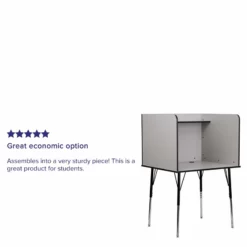 Flash Furniture Metal Stand-Alone Study Carrel W/ Height Adjustable Legs In Gray -CYMAX Sales 2521915 6 L