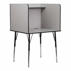 Flash Furniture Metal Stand-Alone Study Carrel W/ Height Adjustable Legs In Gray