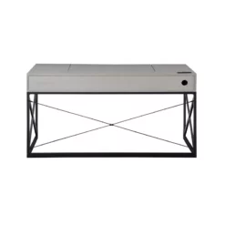 FOA 2-Piece 60 Inch Light Gray Wood Lift Top Desk And Home Office Chair Set -CYMAX Sales 2525313 6 L