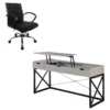 FOA 2-Piece 60 Inch Light Gray Wood Lift Top Desk And Home Office Chair Set 2 FOA 2-Piece 60 Inch Light Gray Wood Lift Top Desk And Home Office Chair Set -CYMAX Sales 2525313 L