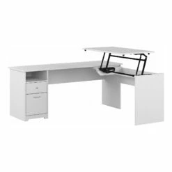 Cabot 72W 3 Position Sit To Stand L Desk In White - Engineered Wood -CYMAX Sales 2531226 6 L