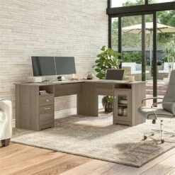 Cabot 72W L Shaped Computer Desk With Storage In Heather Gray - Engineered Wood -CYMAX Sales 2531230 1 L