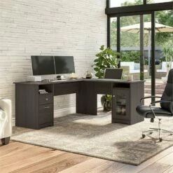 Cabot 72W L Shaped Computer Desk With Storage In Heather Gray - Engineered Wood -CYMAX Sales 2531231 1 L