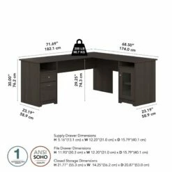 Cabot 72W L Shaped Computer Desk With Storage In Heather Gray - Engineered Wood -CYMAX Sales 2531231 4 L