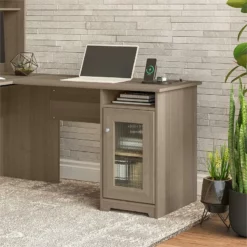 Cabot Desk Return With Storage In Modern Gray - Engineered Wood -CYMAX Sales 2531254 1 L 1