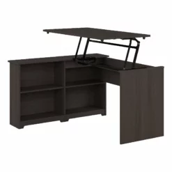 Cabot 52W Sit To Stand Corner Desk With Shelves In Modern Gray - Engineered Wood -CYMAX Sales 2531264 6 L 1