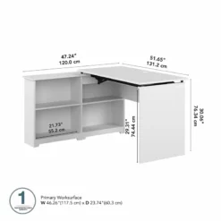 Cabot 52W 3 Position Sit To Stand Corner Desk In White - Engineered Wood -CYMAX Sales 2531277 10 L