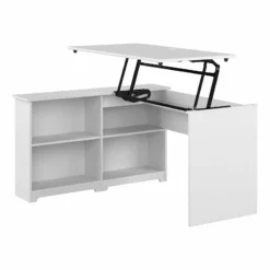 Cabot 52W Sit To Stand Corner Desk With Shelves In Modern Gray - Engineered Wood -CYMAX Sales 2531277 6 L 1