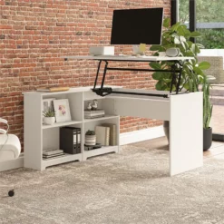 Cabot 52W 3 Position Sit To Stand Corner Desk In White - Engineered Wood -CYMAX Sales 2531277 7 L