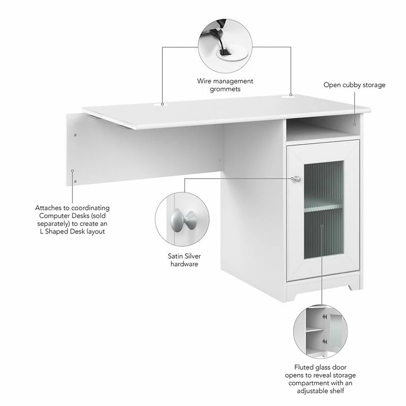 Cabot Desk Return With Storage In Ash Gray - Engineered Wood 11 Cabot Desk Return With Storage In Ash Gray - Engineered Wood - Image 9