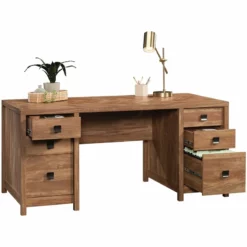 UrbanPro 6-Drawer Farmhouse Engineered Wood Executive Desk In Brown -CYMAX Sales 2538647 3 L