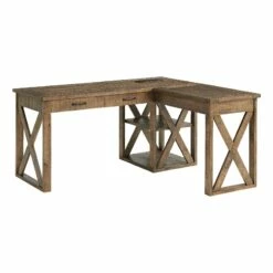 Martin Svensson Home Rustic Natural Brown 60" L Desk With Fingerprint Lock