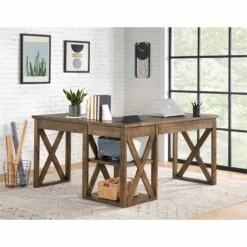 Martin Svensson Home Rustic Natural Brown 60" L Desk With Fingerprint Lock -CYMAX Sales 2544371 3 L