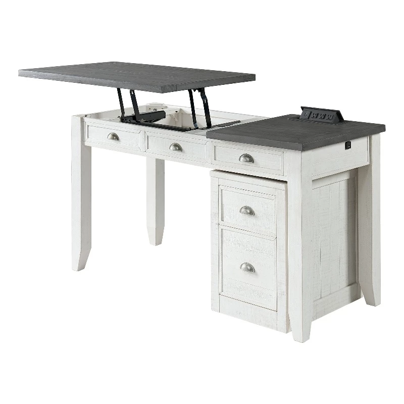 Martin Svensson Home Monterey White & Grey 57" Lift-Top Desk W/ Fingerprint Lock 4 Martin Svensson Home Monterey White & Grey 57" Lift-Top Desk W/ Fingerprint Lock - Image 2