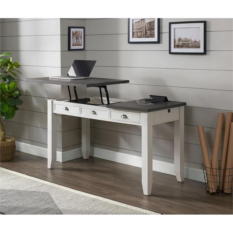 Martin Svensson Home Monterey White & Grey 57" Lift-Top Desk W/ Fingerprint Lock 13 Martin Svensson Home Monterey White & Grey 57" Lift-Top Desk W/ Fingerprint Lock - Image 11