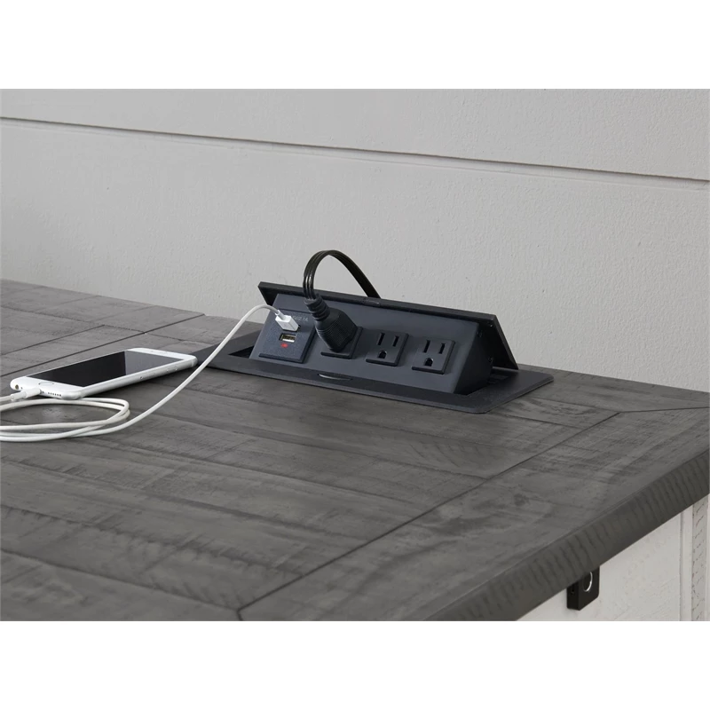 Martin Svensson Home Monterey White & Grey 57" Lift-Top Desk W/ Fingerprint Lock 7 Martin Svensson Home Monterey White & Grey 57" Lift-Top Desk W/ Fingerprint Lock - Image 5