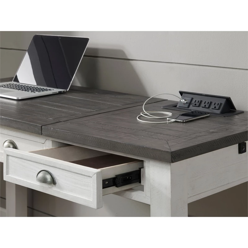 Martin Svensson Home Monterey White & Grey 57" Lift-Top Desk W/ Fingerprint Lock 5 Martin Svensson Home Monterey White & Grey 57" Lift-Top Desk W/ Fingerprint Lock - Image 3