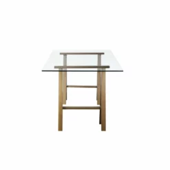 American Home Classic Brady Modern Metal And Glass Desk In Brushed Brass -CYMAX Sales 2546181 3 L