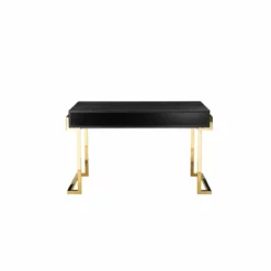 American Home Classic Julia Modern Stainless Steel/Wood Desk In Black Ash/Gold -CYMAX Sales 2546290 2 L