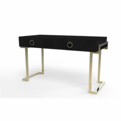 American Home Classic Julia Modern Stainless Steel/Wood Desk In Black Ash/Gold -CYMAX Sales 2546290 4 L