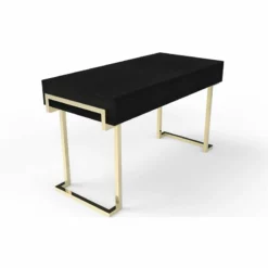 American Home Classic Julia Modern Stainless Steel/Wood Desk In Black Ash/Gold -CYMAX Sales 2546290 5 L