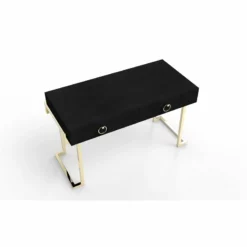American Home Classic Julia Modern Stainless Steel/Wood Desk In Black Ash/Gold -CYMAX Sales 2546290 6 L