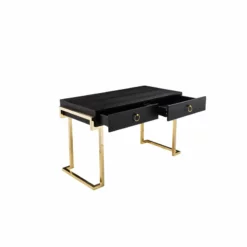 American Home Classic Julia Modern Stainless Steel/Wood Desk In Black Ash/Gold -CYMAX Sales 2546290 7 L