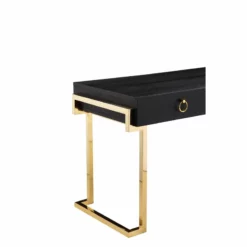 American Home Classic Julia Modern Stainless Steel/Wood Desk In Black Ash/Gold -CYMAX Sales 2546290 8 L