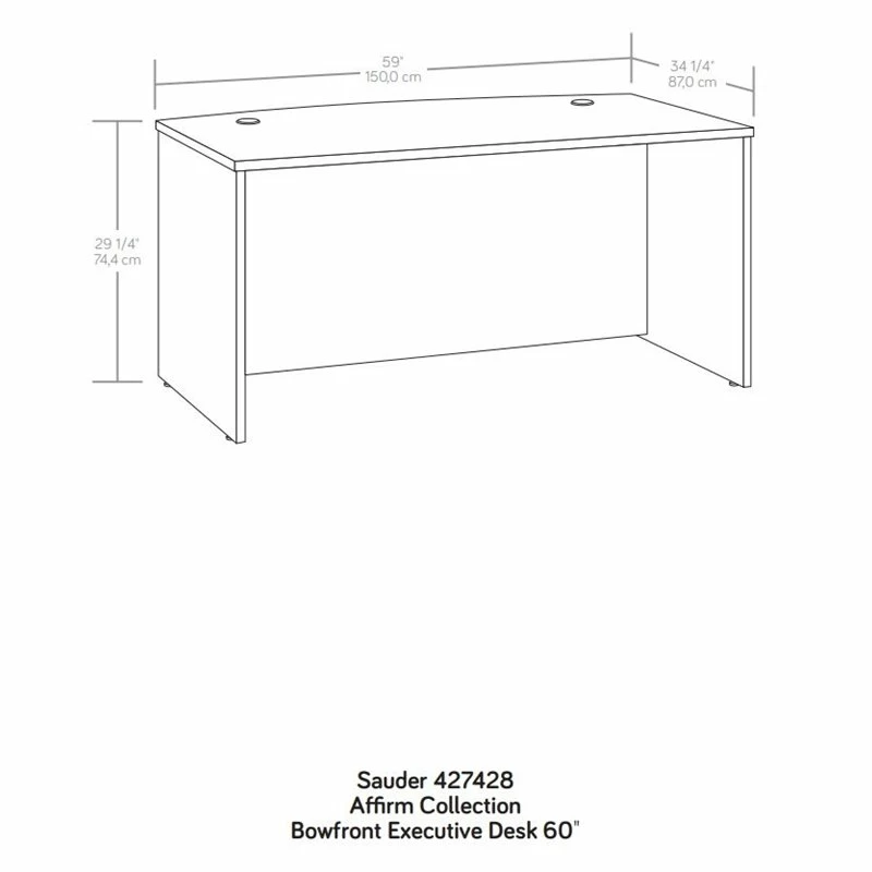 Sauder Affirm Engineered Wood Bowfront Executive Desk In Hudson Elm/Brown 4 Sauder Affirm Engineered Wood Bowfront Executive Desk In Hudson Elm/Brown - Image 2