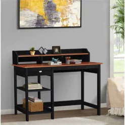 Saint Birch Finley Modern Wood Writing Desk With Hutch In White/Gray Oak -CYMAX Sales 2551804 1 L