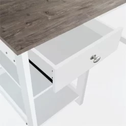 Saint Birch Finley Modern Wood Writing Desk With Hutch In White/Gray Oak -CYMAX Sales 2551806 3 L
