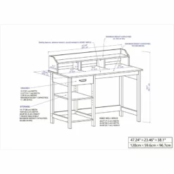 Saint Birch Finley Modern Wood Writing Desk With Hutch In White/Gray Oak -CYMAX Sales 2551806 6 L