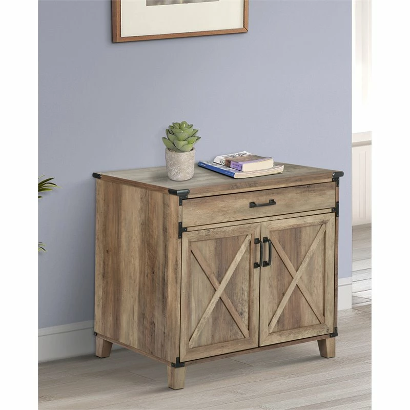 Saint Birch Oxford 2-Door Modern Wood Laptop Credenza In Rustic Oak 4 Saint Birch Oxford 2-Door Modern Wood Laptop Credenza In Rustic Oak - Image 2