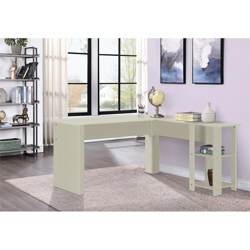 Saint Birch Hanzila L-Shaped Transitional Wood Executive Desk In Antique White 4 Saint Birch Hanzila L-Shaped Transitional Wood Executive Desk In Antique White - Image 2