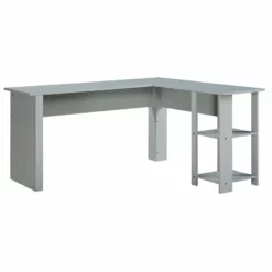Saint Birch Hanzila L-Shaped Modern Wood Executive Desk In Cape Code Gray