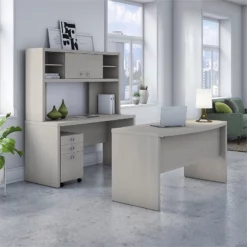 Echo Desk Set With Hutch And Mobile File Cabinet In Pure White - Engineered Wood -CYMAX Sales 2552186 1 L